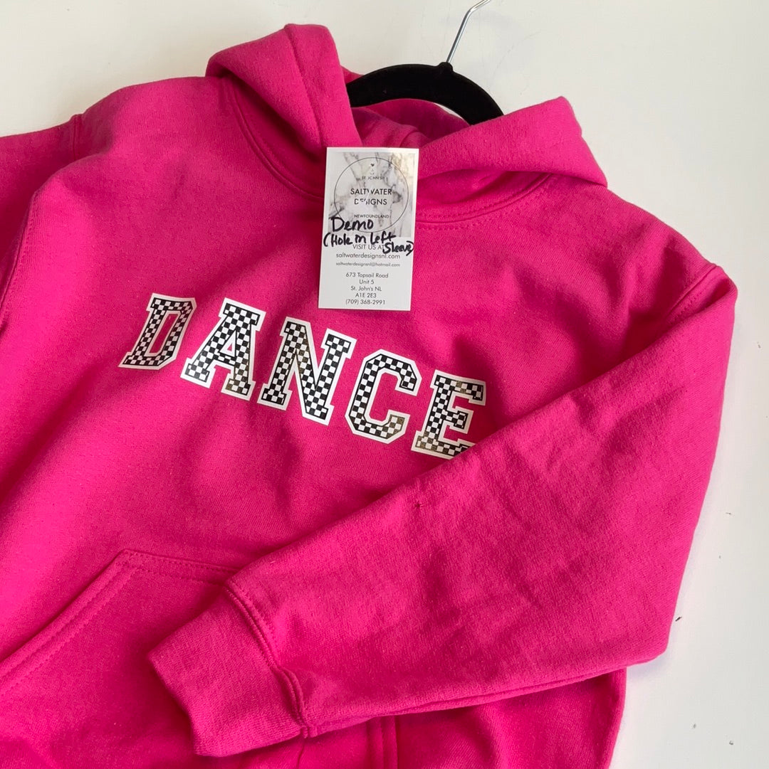 Imperfectly Perfect "Dance" Varsity Checkard Youth Hoodie - XS Youth - Pink