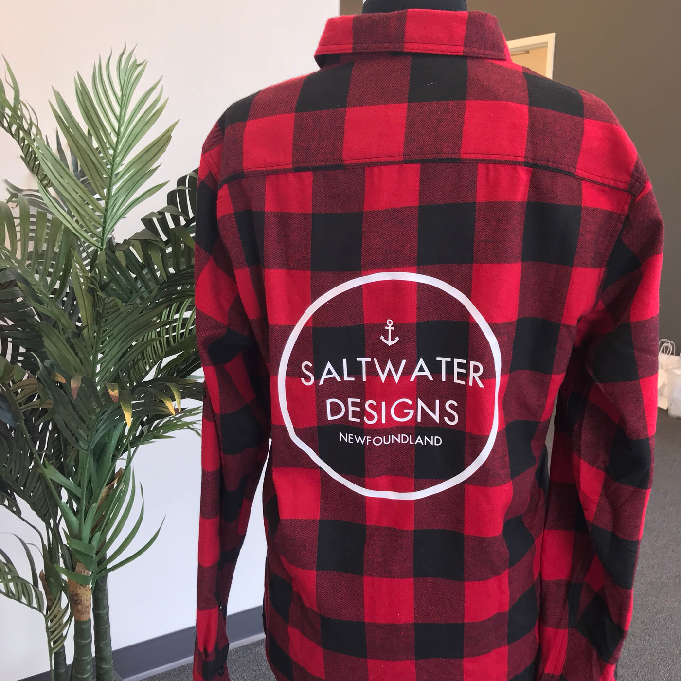 "Saltwater Designs" Circle Logo Unisex Plaid Flannel Shirt