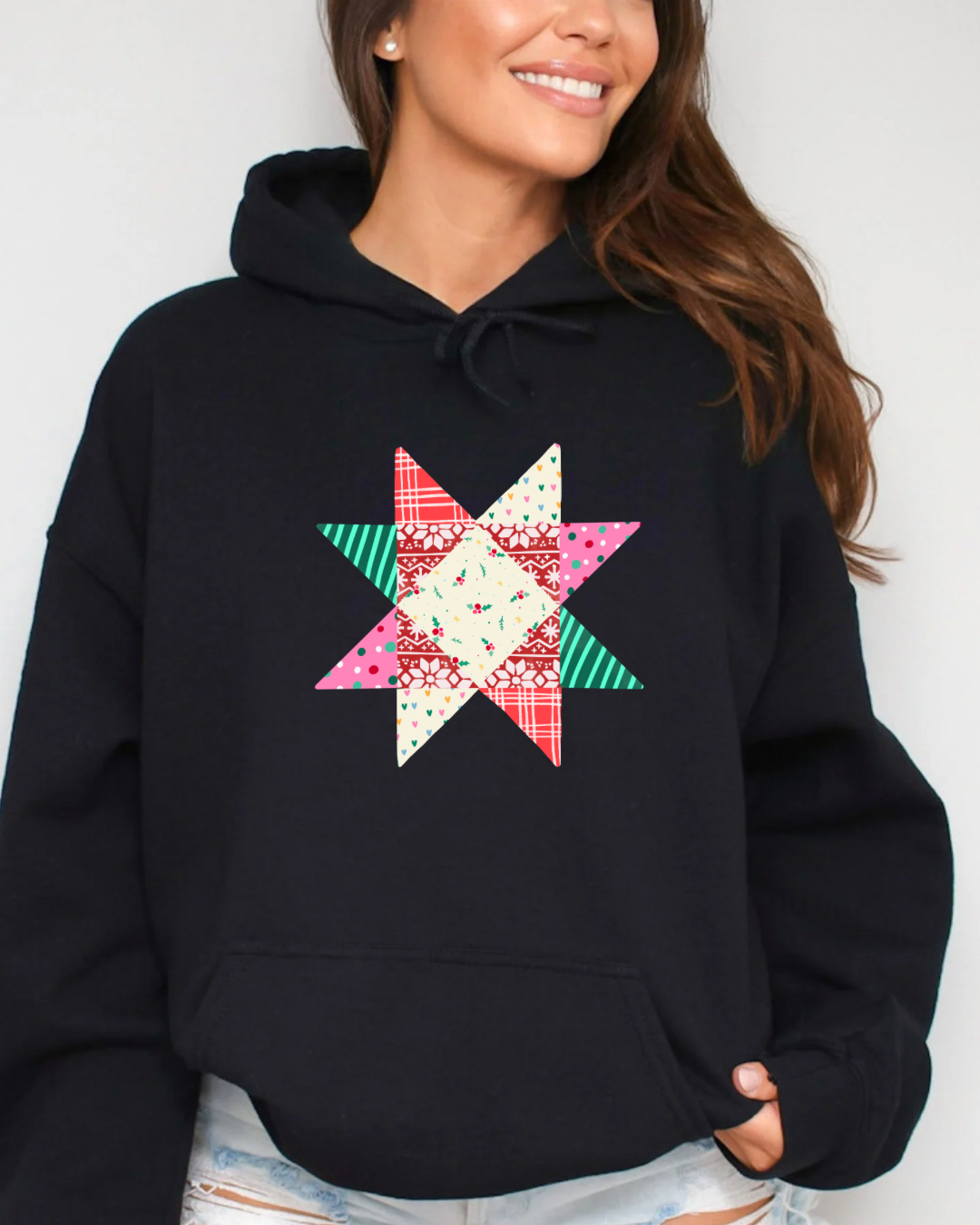 SeaBloom Designs "Christmas Quilt" Unisex Hoodie