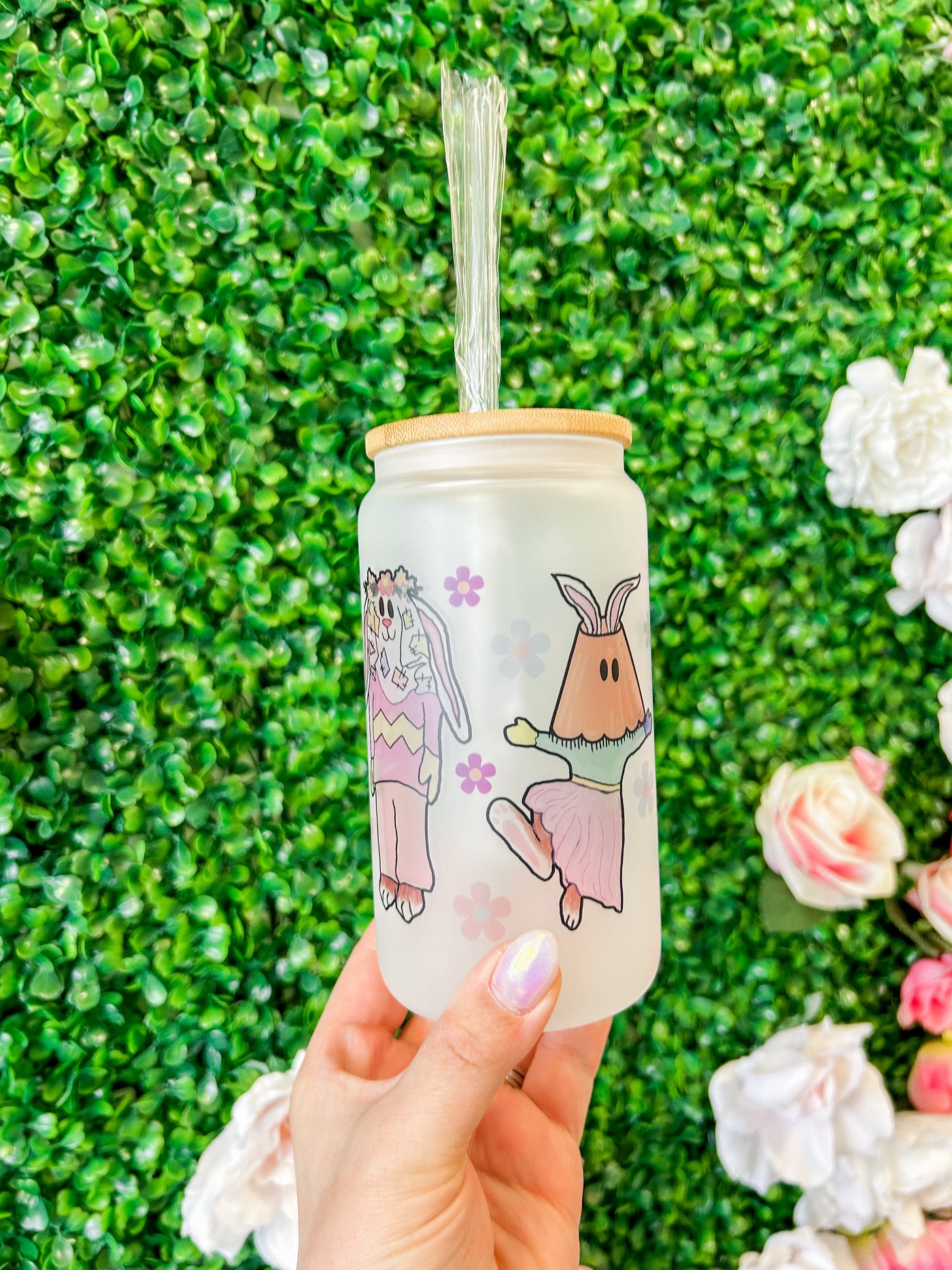 Bunny Mummers Glass Can