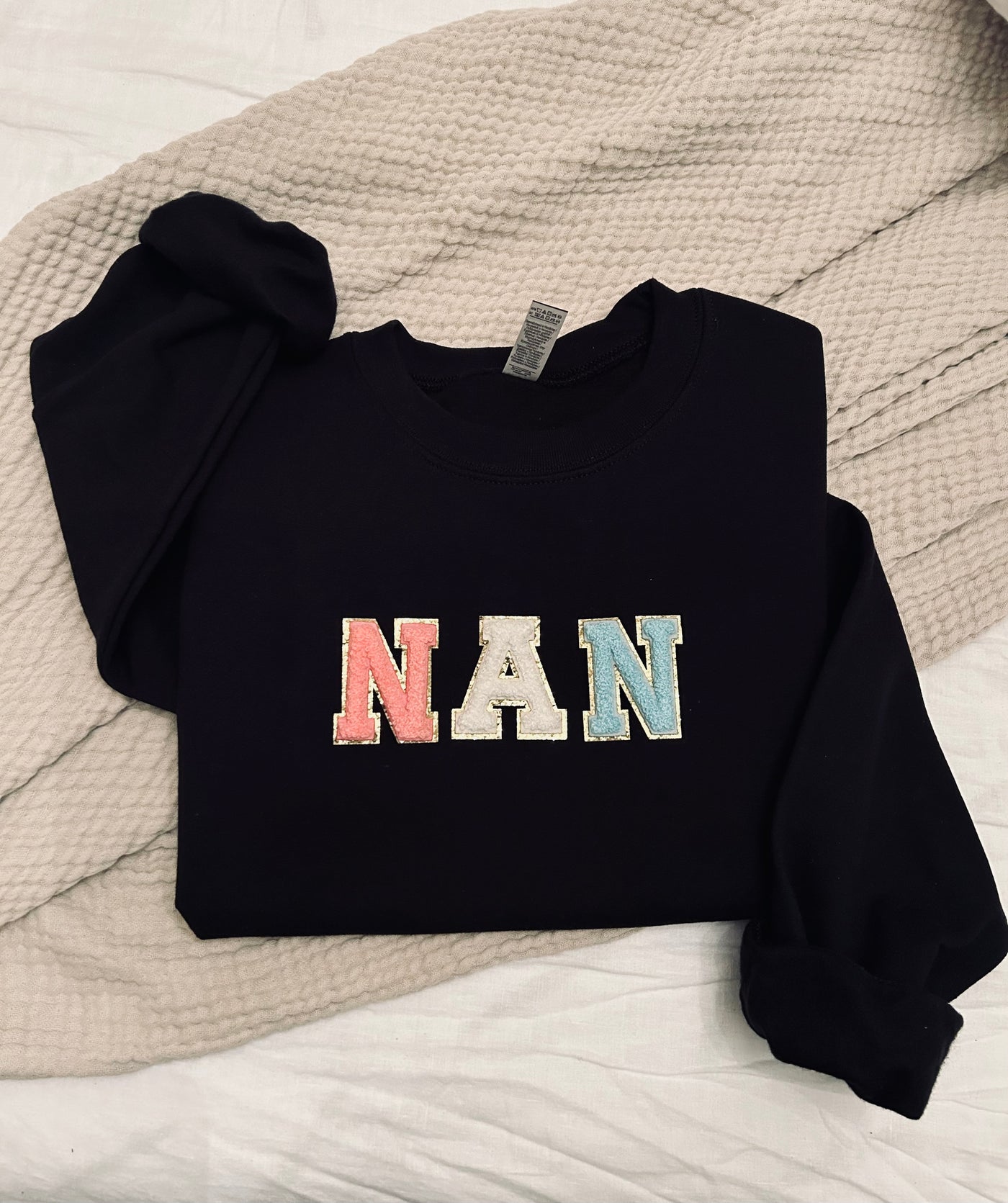 "NAN" *PRE ORDER* (Expected Completion Early/Mid June) Chenille Patch Unisex Crewneck