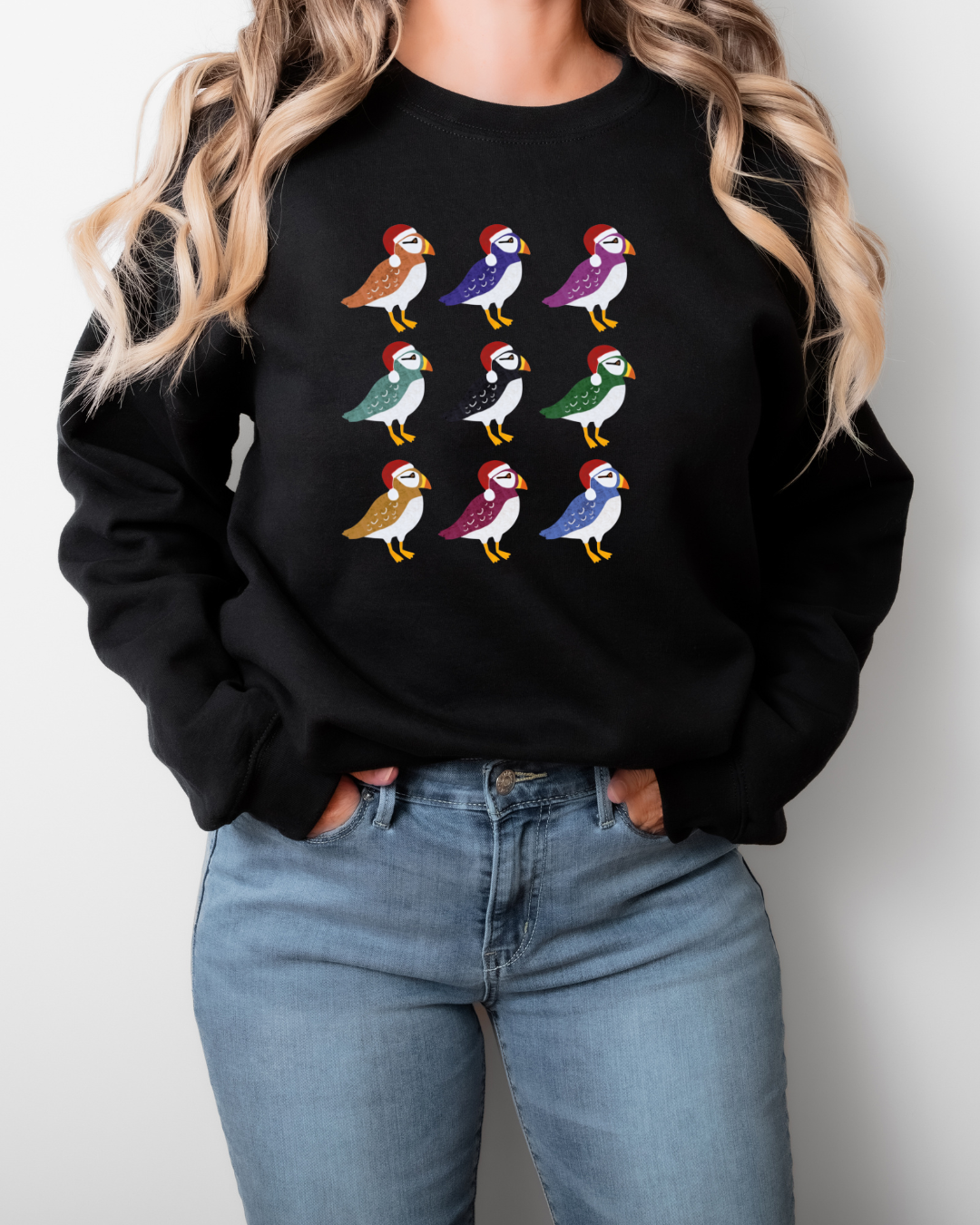 Sea Bloom Designs "Santa Puffins" Unisex Crewneck Sweatshirt