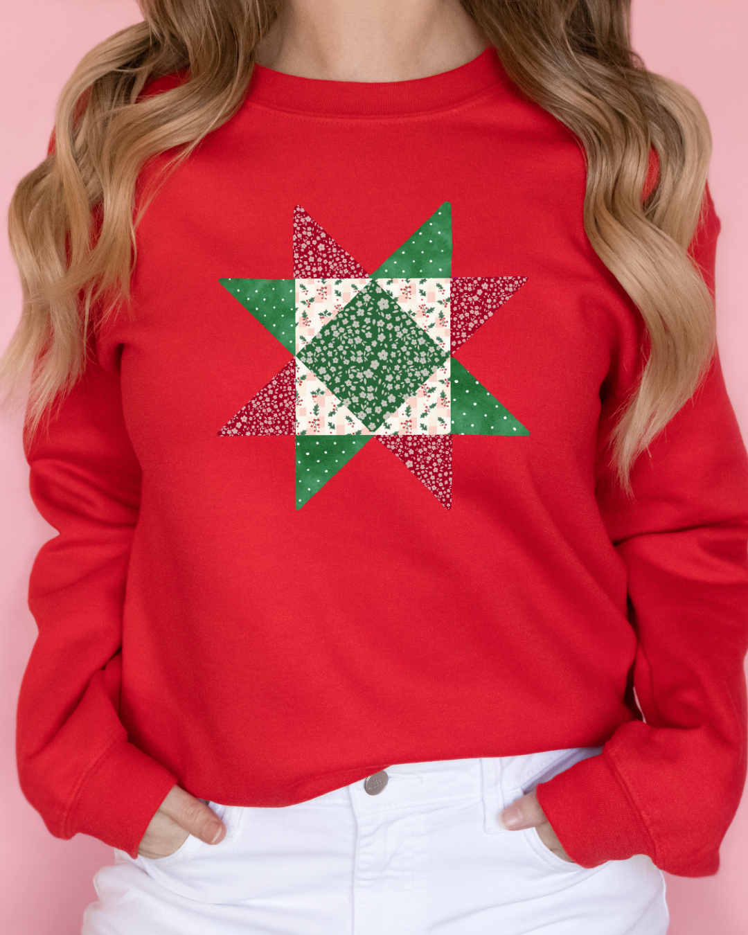 Sea Bloom Designs “Christmas Quilt” Unisex Crewneck Sweatshirt