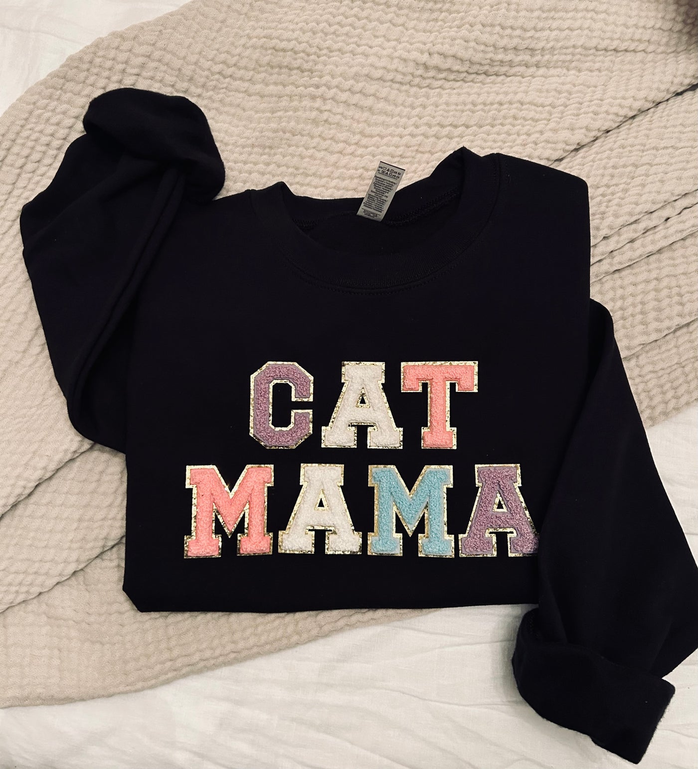 "CAT MAMA" *PRE ORDER* (Expected Completion Early/Mid June) Chenille Patch Unisex Crewneck