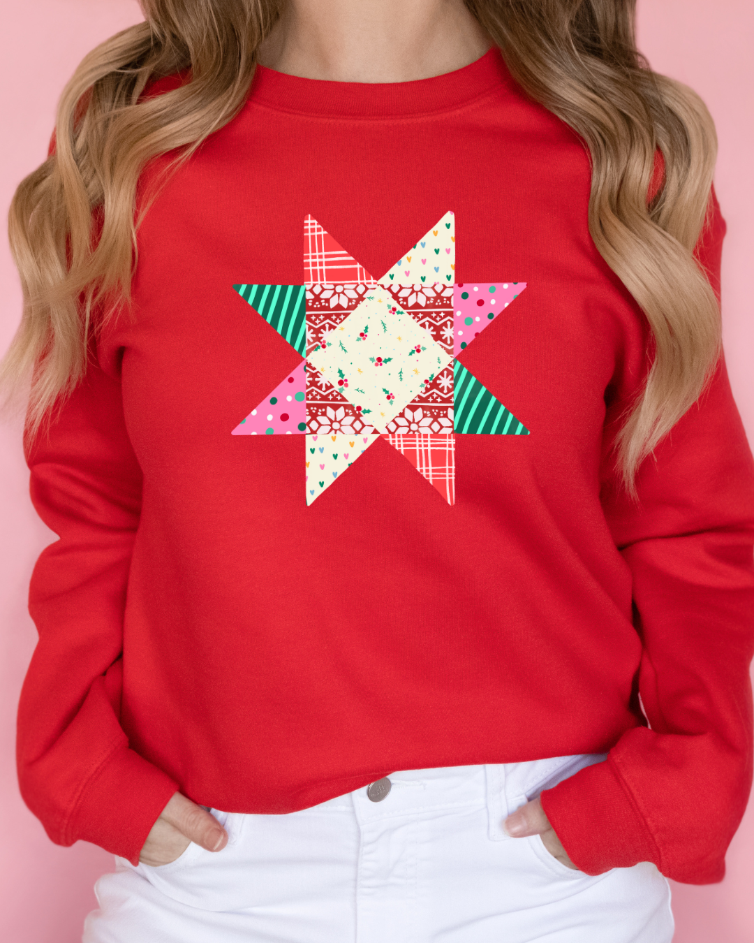 Sea Bloom Designs “Christmas Quilt” Unisex Crewneck Sweatshirt