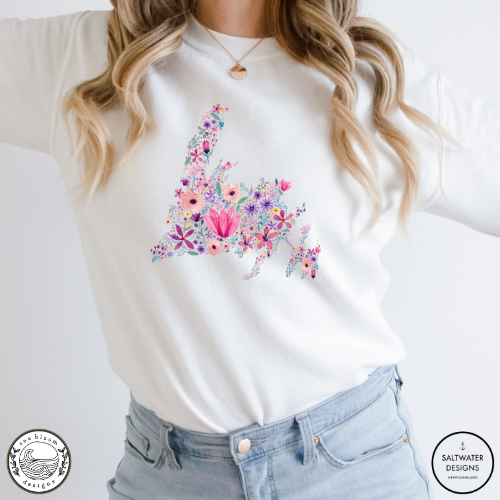 Sea Bloom Designs Floral Newfoundland Map Unisex Crewneck Sweatshirt