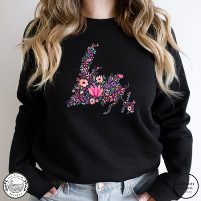 Sea Bloom Designs Floral Newfoundland Map Unisex Crewneck Sweatshirt