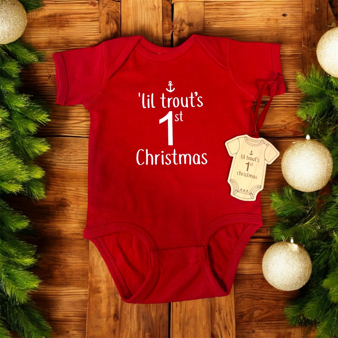 "Lil Trout's 1st Christmas" Onesie