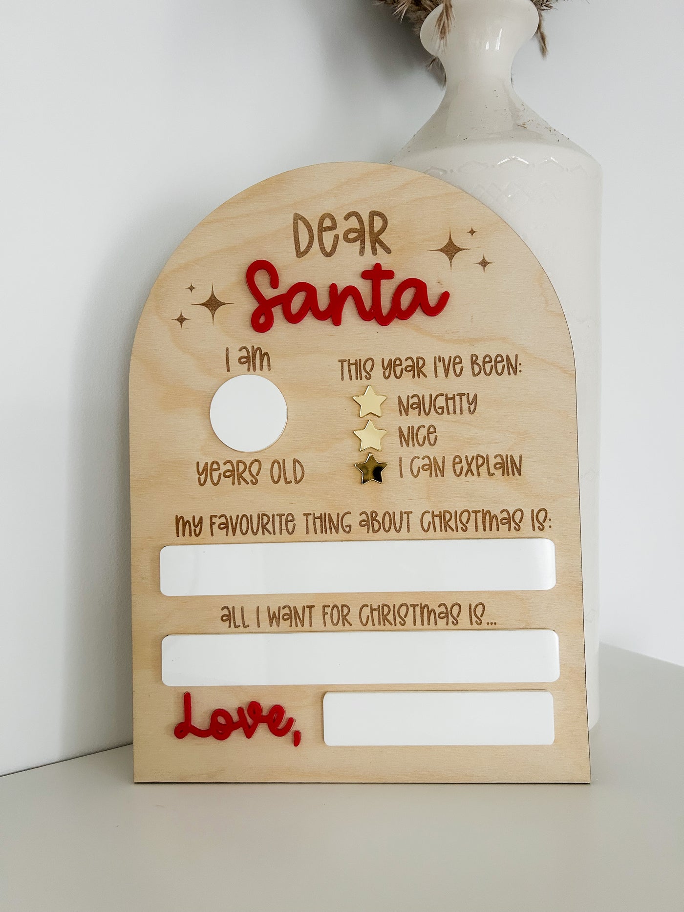 "Dear Santa" Dry Erase Sign