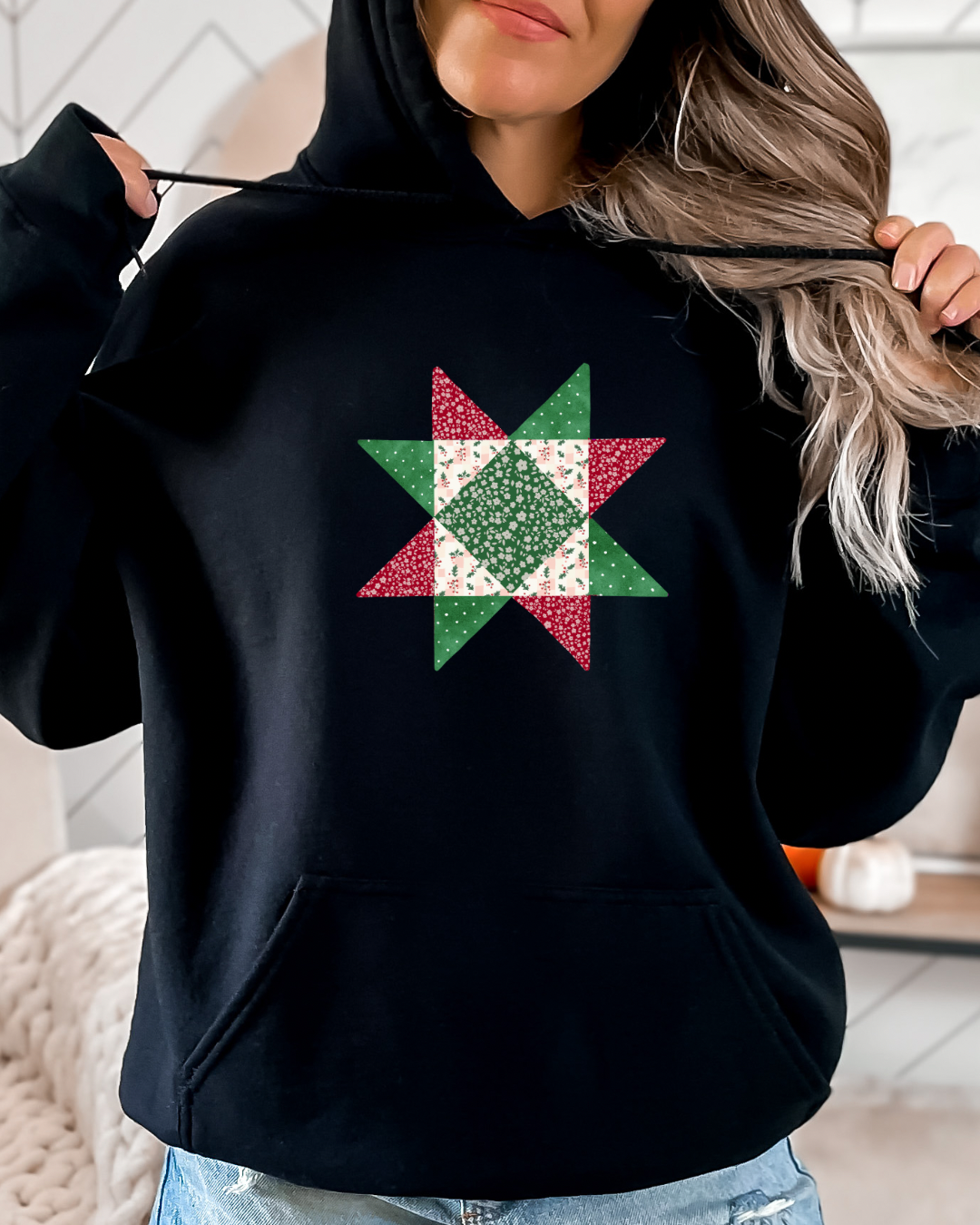 SeaBloom Designs "Christmas Quilt" Unisex Hoodie