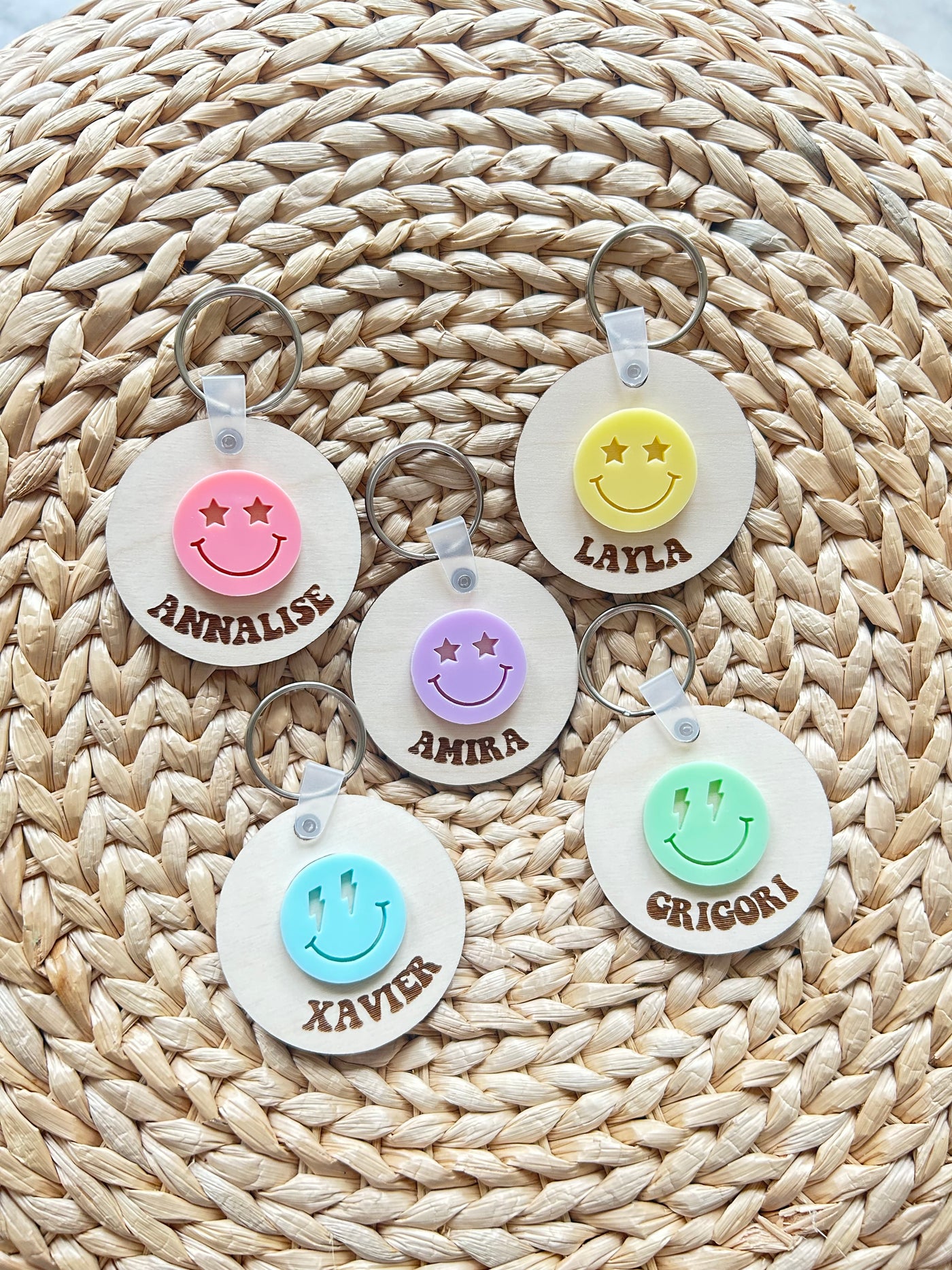 Personalized Smiley Face Keychain