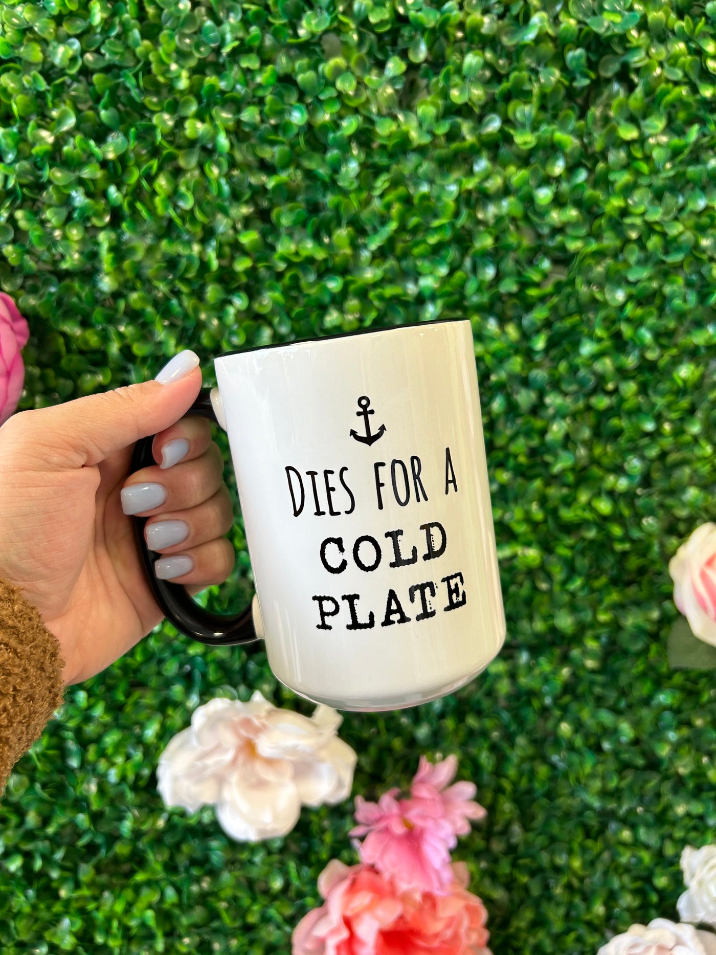 "Dies For A Cold Plate" 15oz Mug With Black Handle