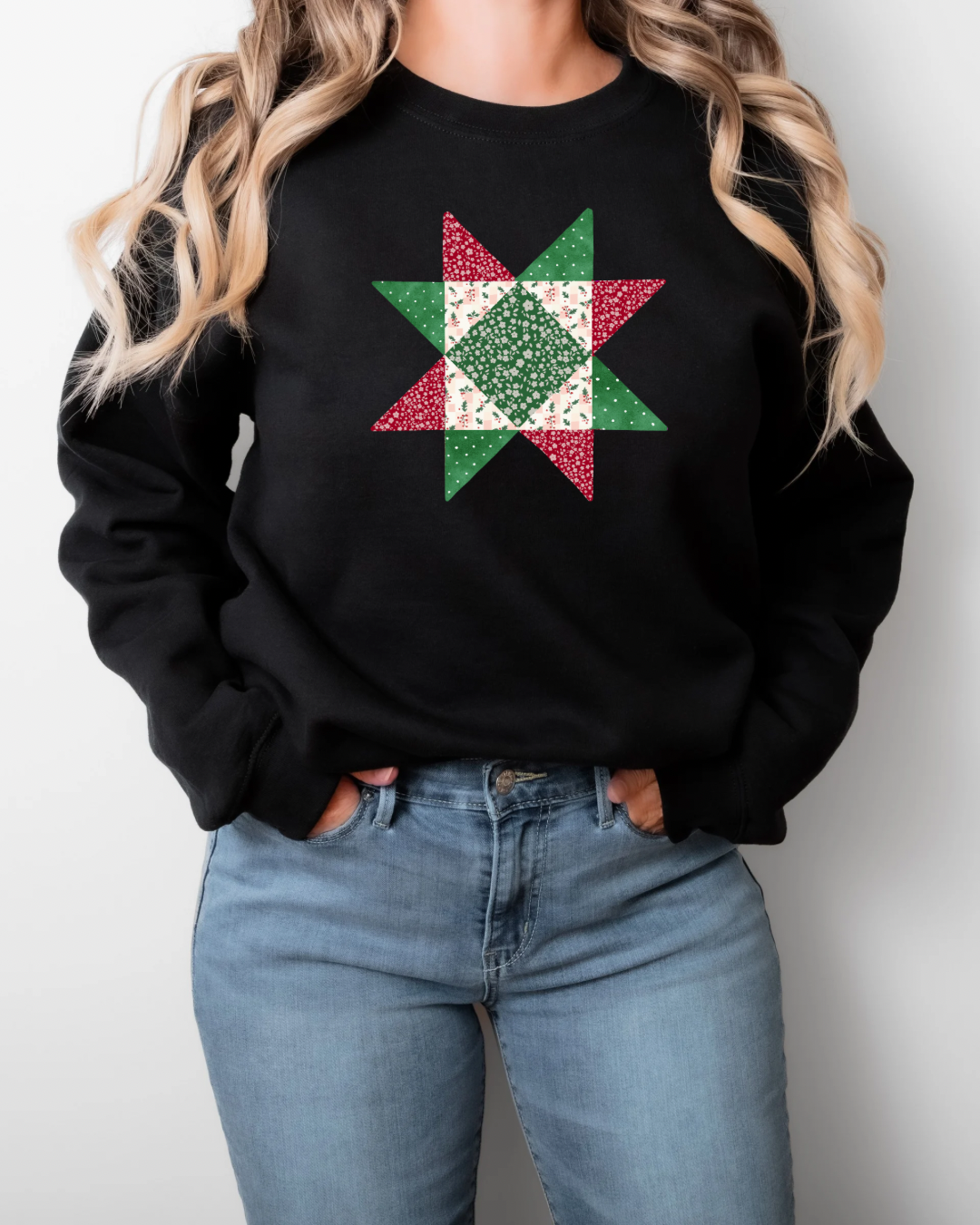 Sea Bloom Designs “Christmas Quilt” Unisex Crewneck Sweatshirt