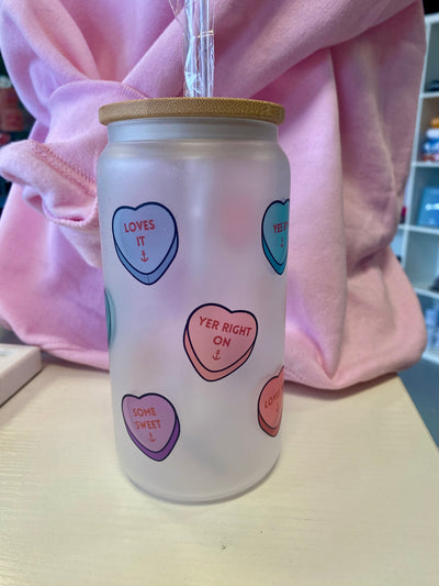 Candy Hearts Glass Can