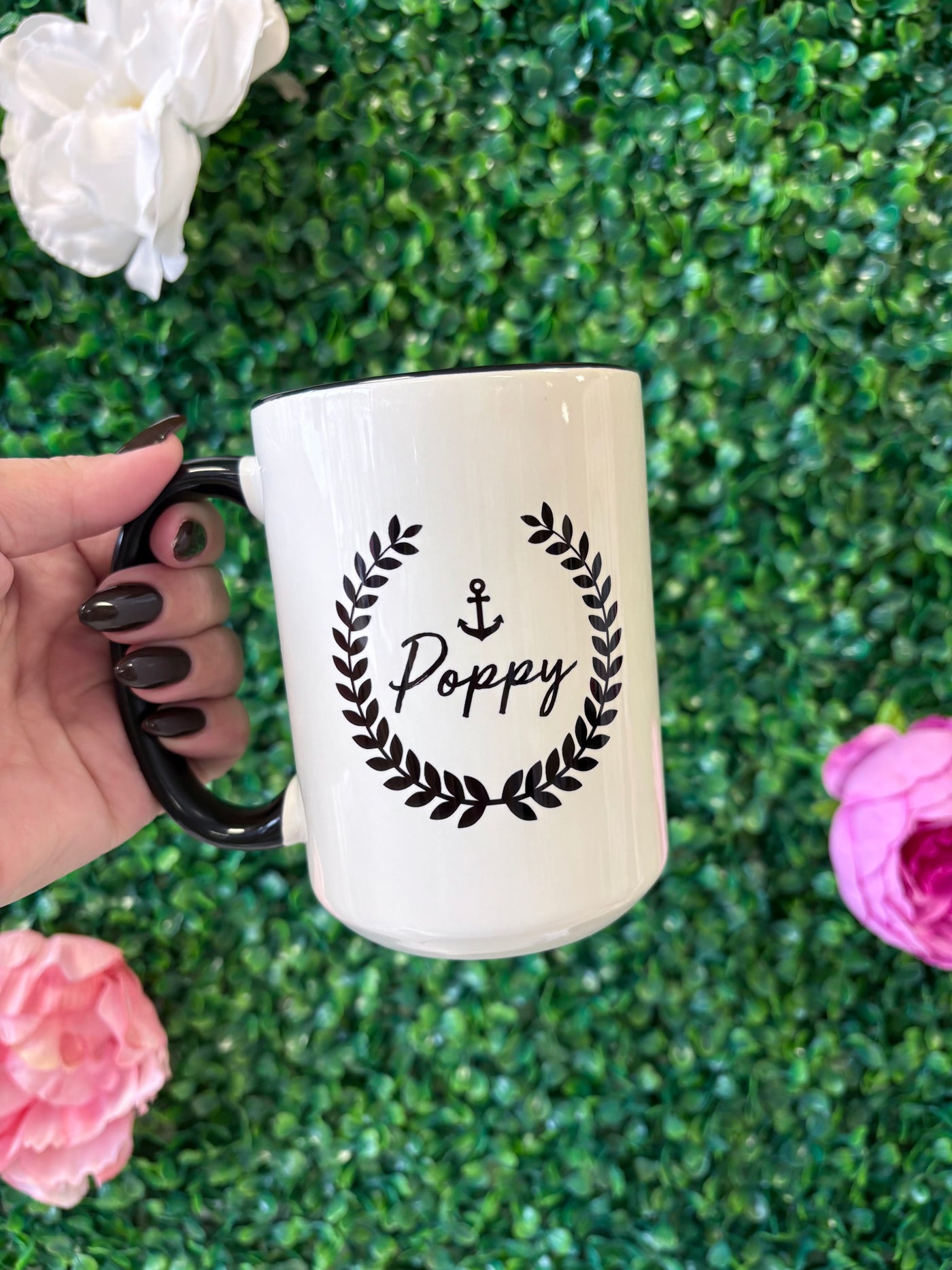 "Poppy" 15oz Mug With Black Handle