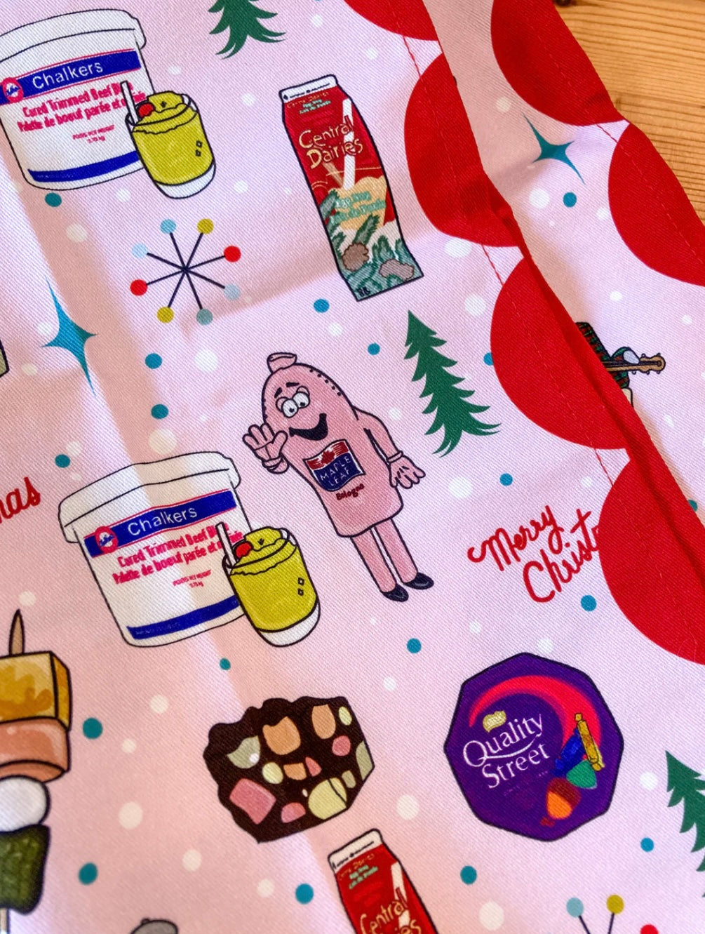 Kate Fudge "Retro NL Christmas" Tea Towel