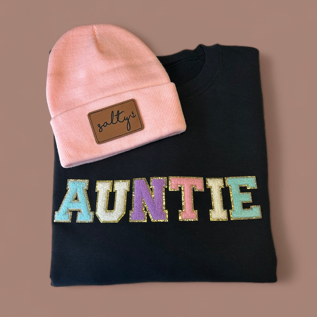 *PRE ORDER* (Ready Early April) "AUNTIE" Chenille Patch Unisex Crewneck