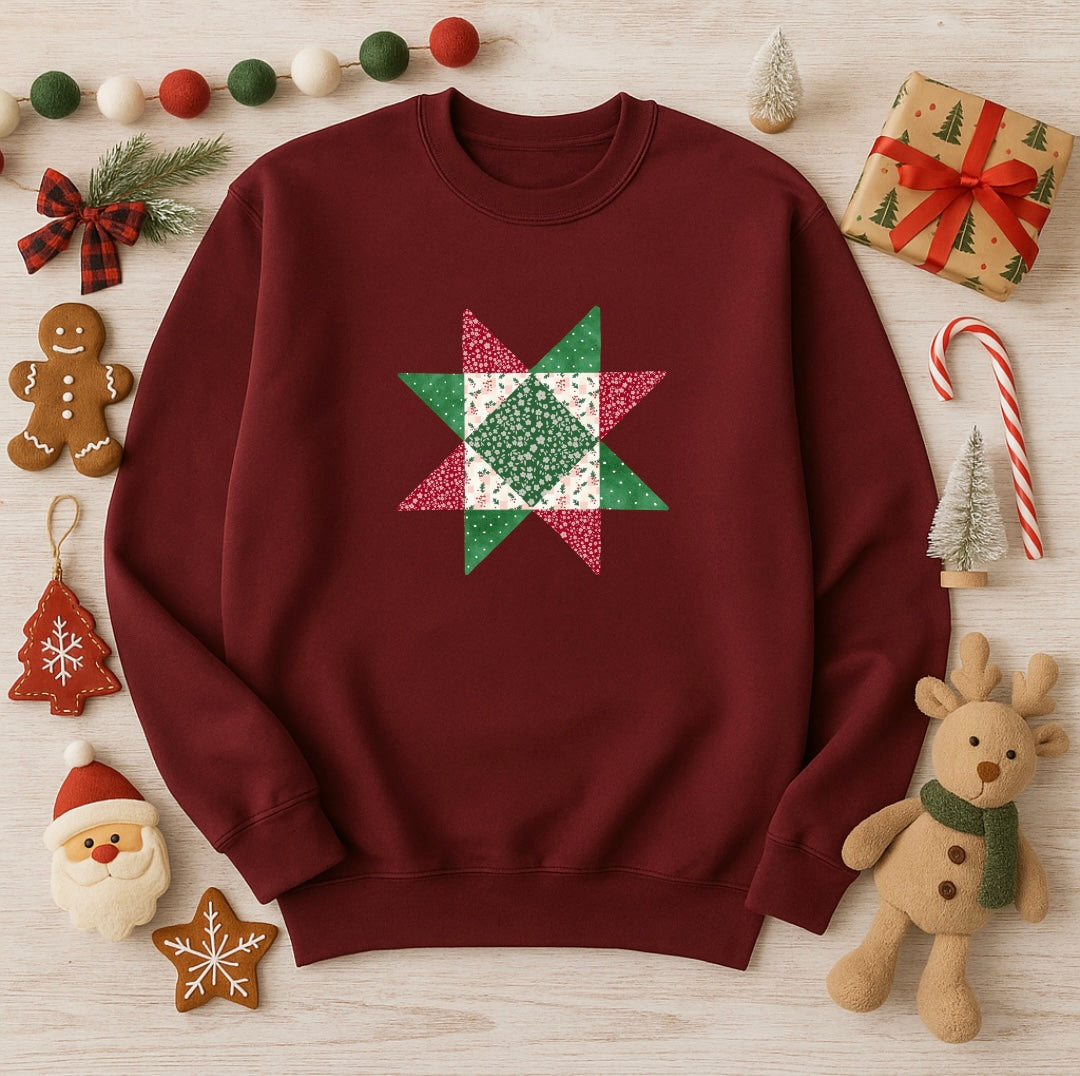 Sea Bloom Designs “Christmas Quilt” Unisex Crewneck Sweatshirt