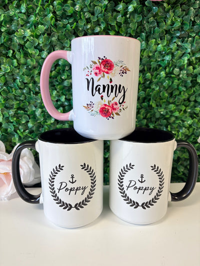 "Poppy" 15oz Mug With Black Handle