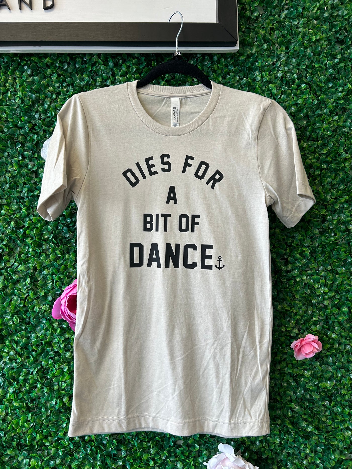 *CLEARANCE* “Dies For a Bit of Dance" Unisex T-Shirt  - Sand Beige - Size Adult XS
