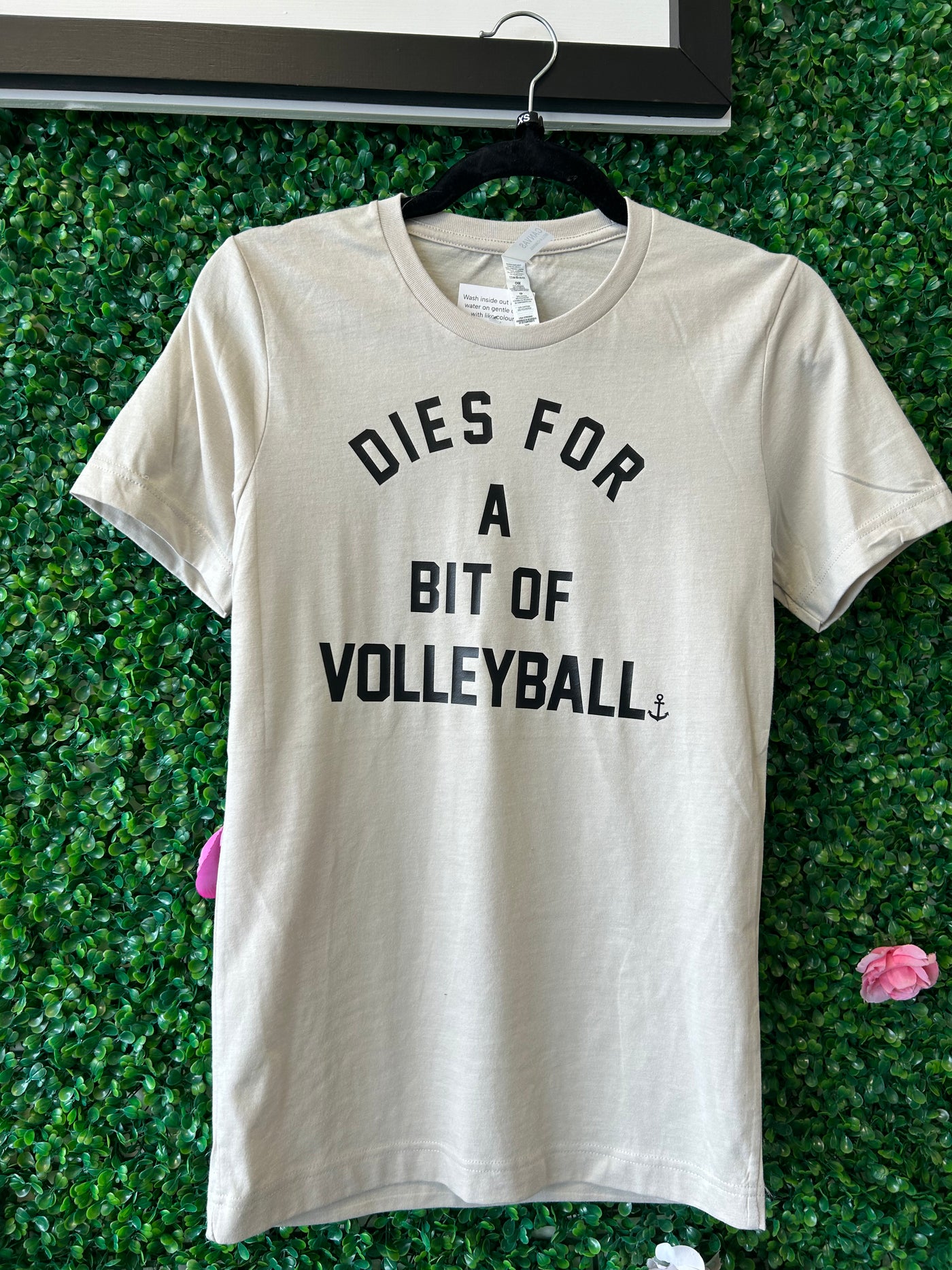 *CLEARANCE* “Dies For a Bit of Volleyball" Unisex T-Shirt  - Sand Beige - Size Adult XS