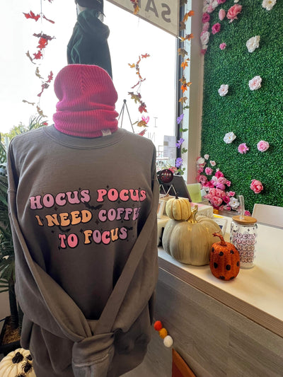 "Hocus Pocus I Need Coffee To Focus" Unisex Crewneck Sweatshirt