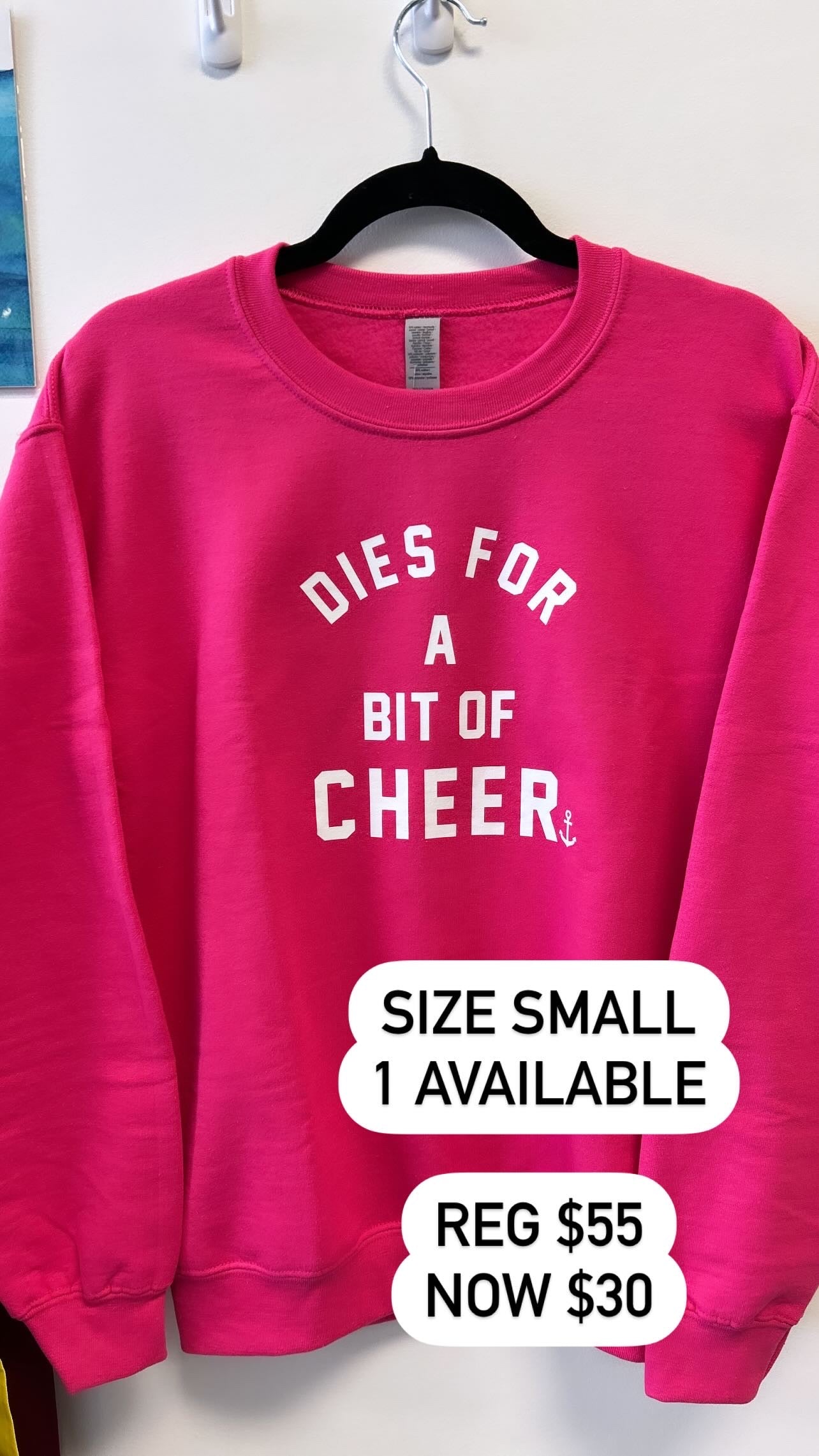 *CLEARANCE* Dies For A Bit of Cheer Crewneck Sweatshirt - Heliconia Pink - Size Small