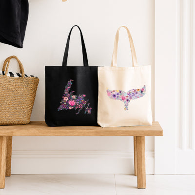 Sea Bloom Designs Floral Newfoundland Map Tote Bag