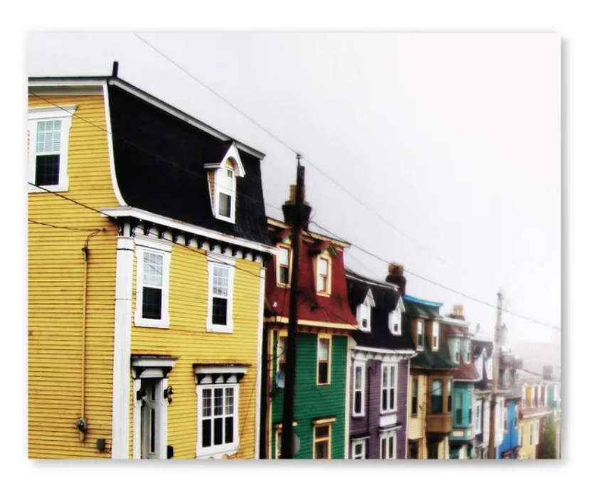 "Painted Houses Foggy Day" Print