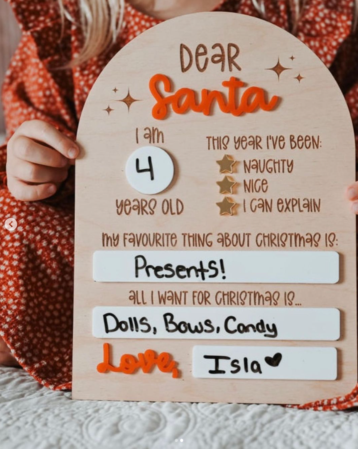 "Dear Santa" Dry Erase Sign