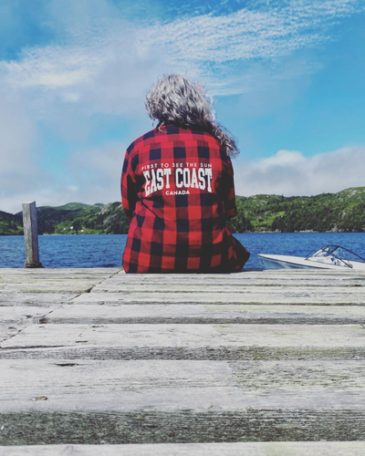 "East Coast - First To See The Sun" Unisex Plaid Flannel Shirt