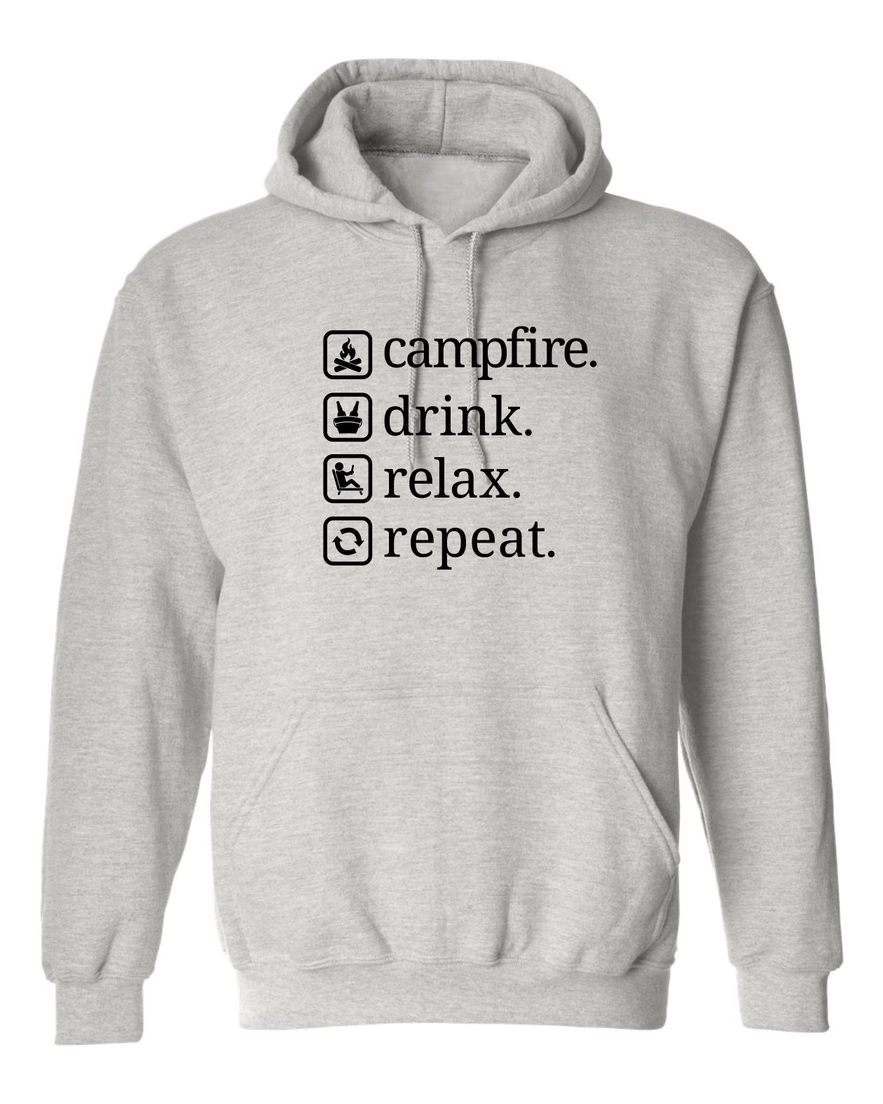 "Campfire. Drink. Relax. Repeat." Unisex Hoodie