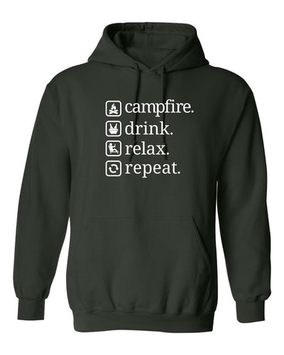 "Campfire. Drink. Relax. Repeat." Unisex Hoodie