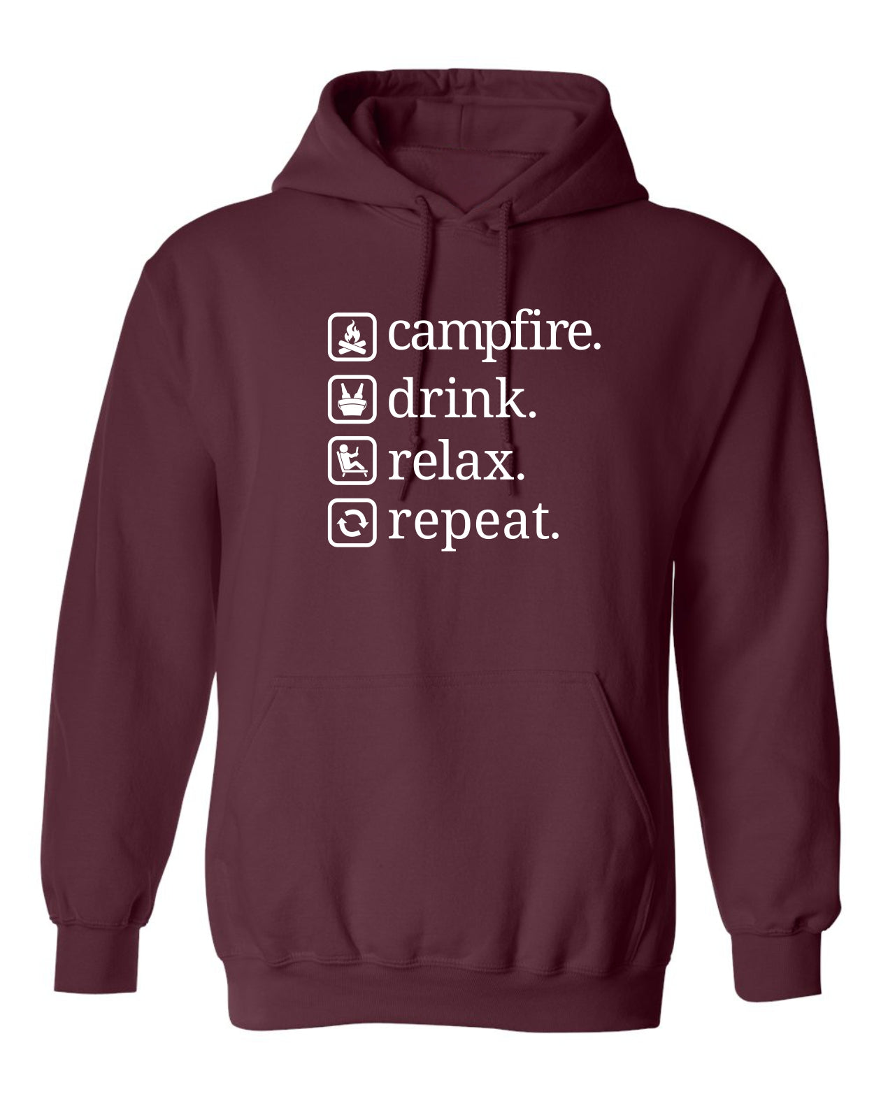 "Campfire. Drink. Relax. Repeat." Unisex Hoodie