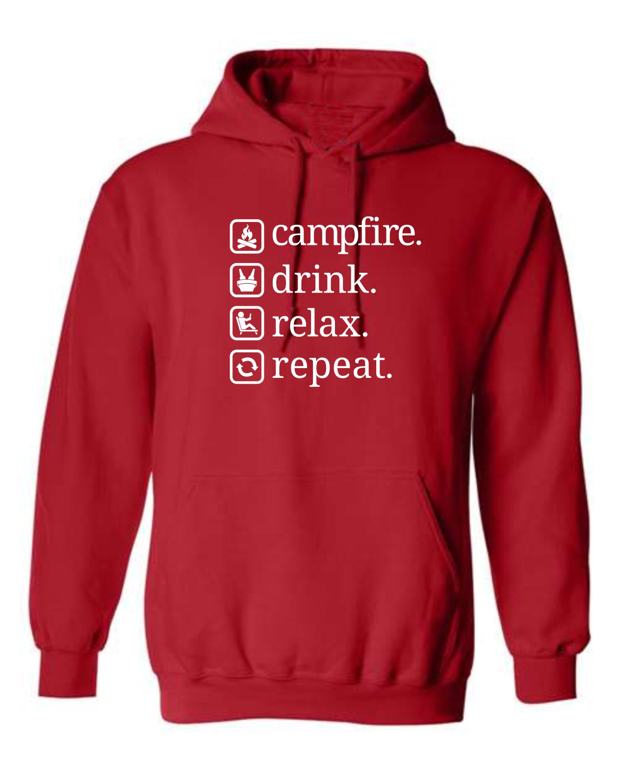 "Campfire. Drink. Relax. Repeat." Unisex Hoodie