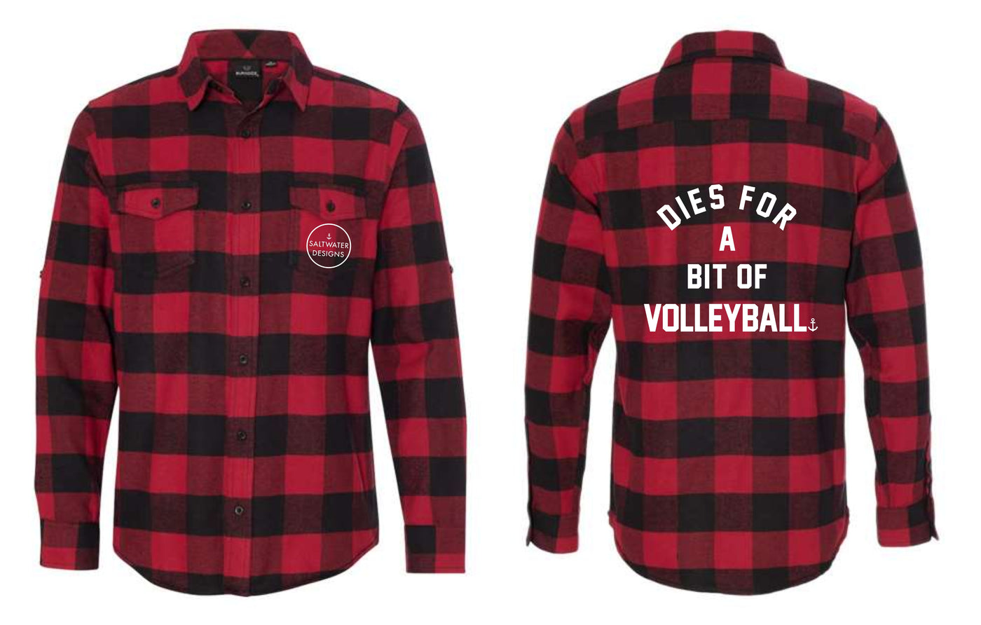 "Dies For A Bit Of Volleyball" Unisex Plaid Flannel Shirt