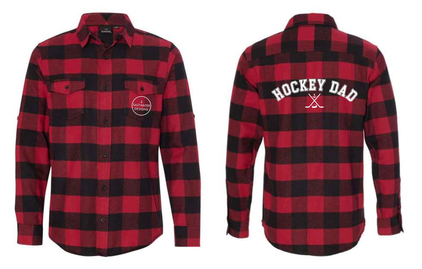 "Hockey Dad" Unisex Plaid Flannel Shirt