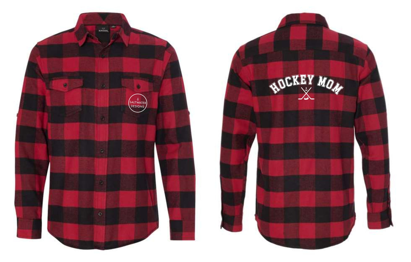 "Hockey Mom" Unisex Plaid Flannel Shirt