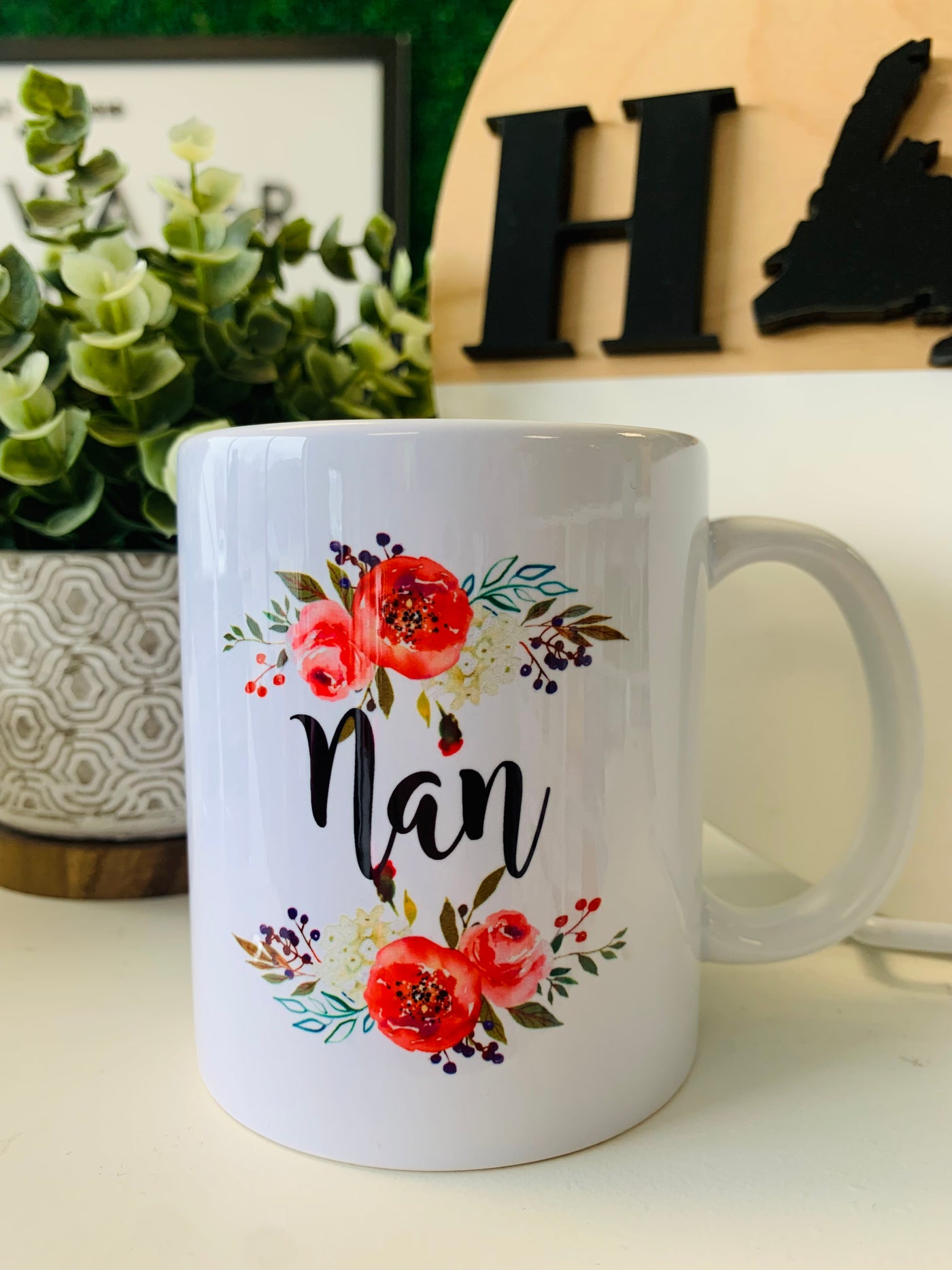 "Nan" Floral 11oz Mug