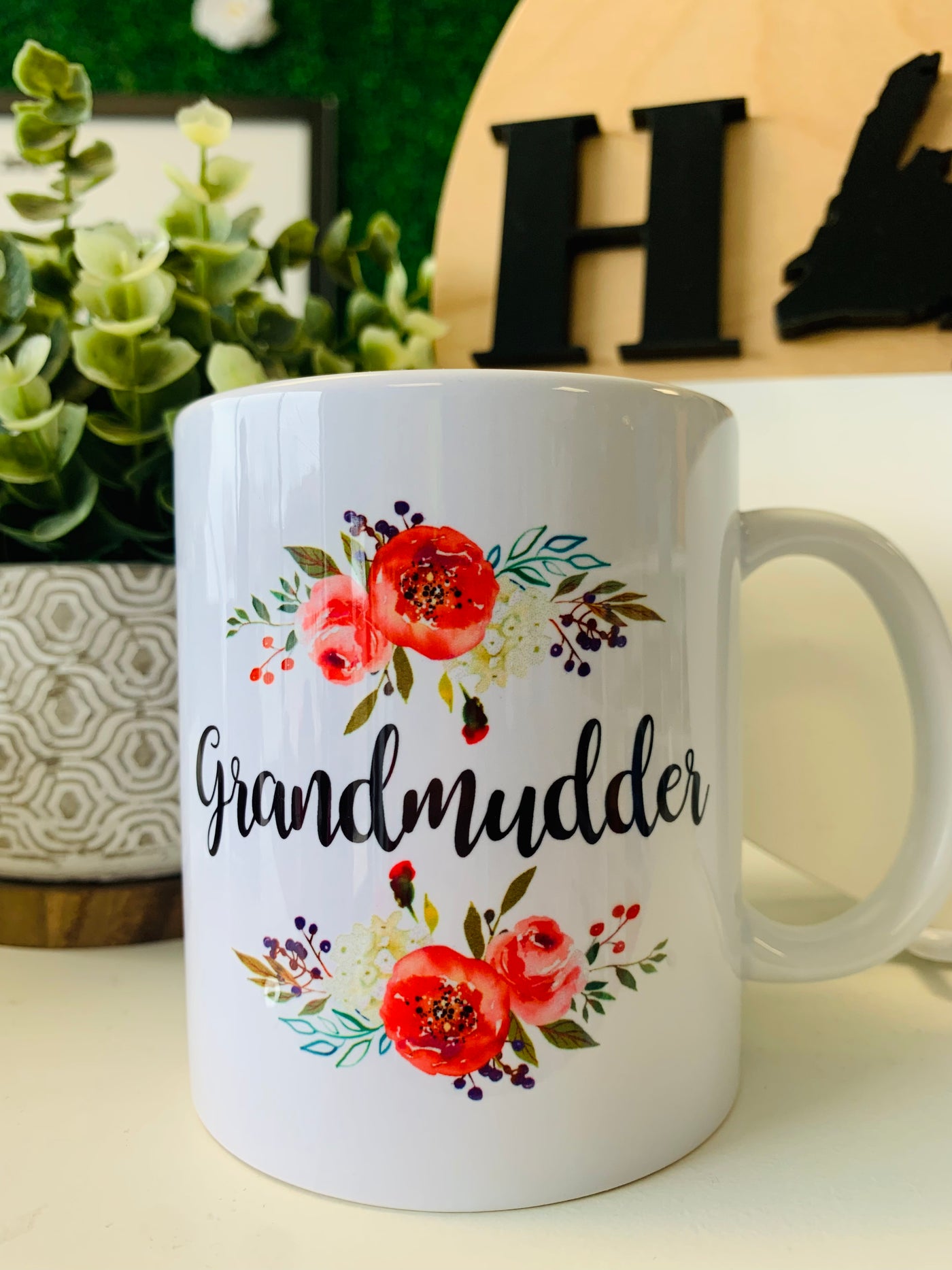 "Grandmudder" Floral Mug
