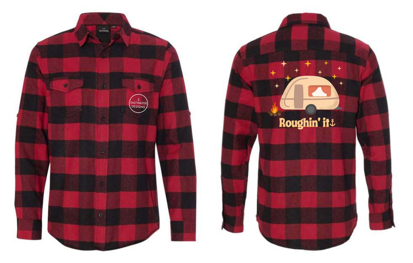 "Roughin' It" Unisex Plaid Flannel Shirt