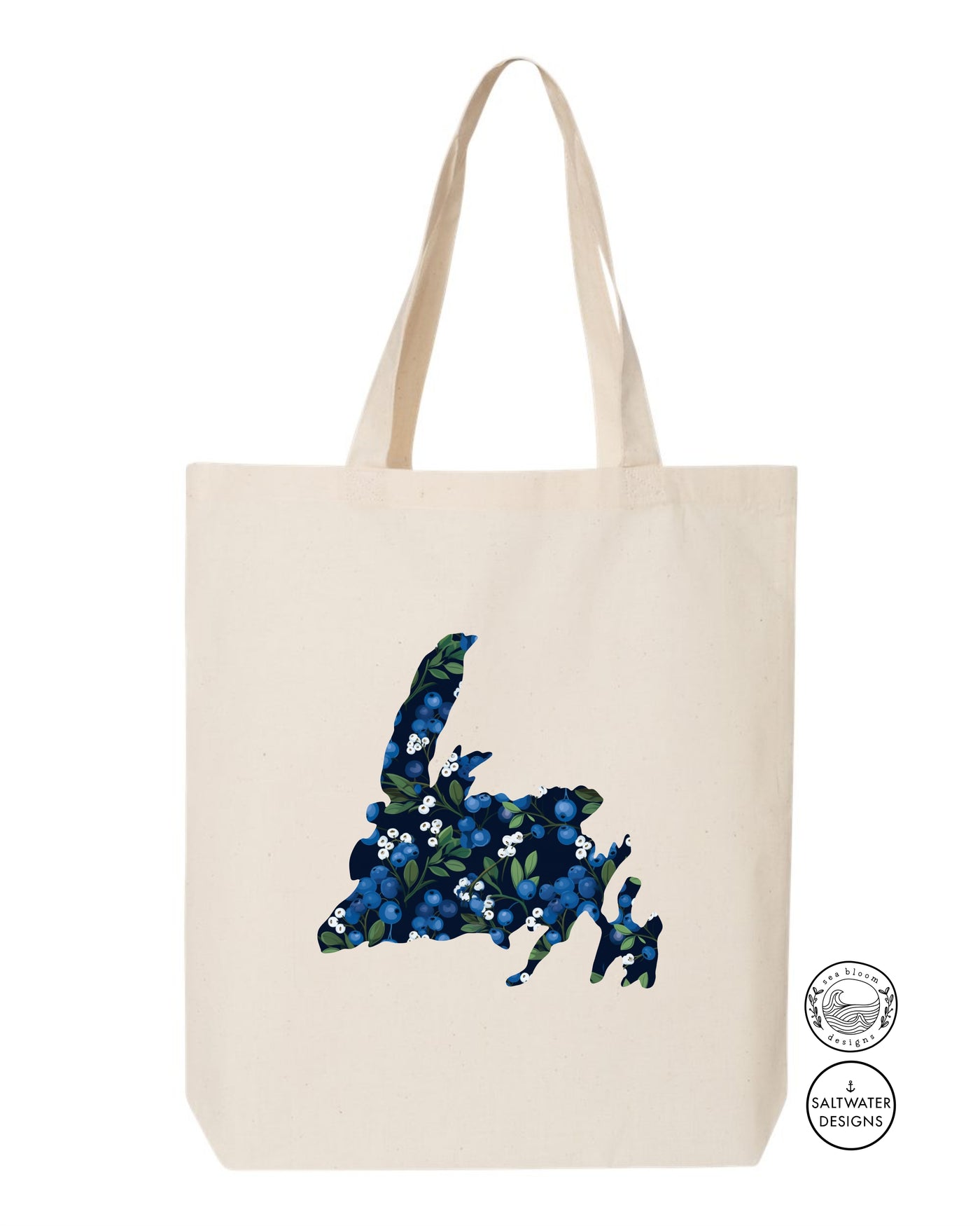 Sea Bloom Designs Blueberry Newfoundland Map Tote Bag