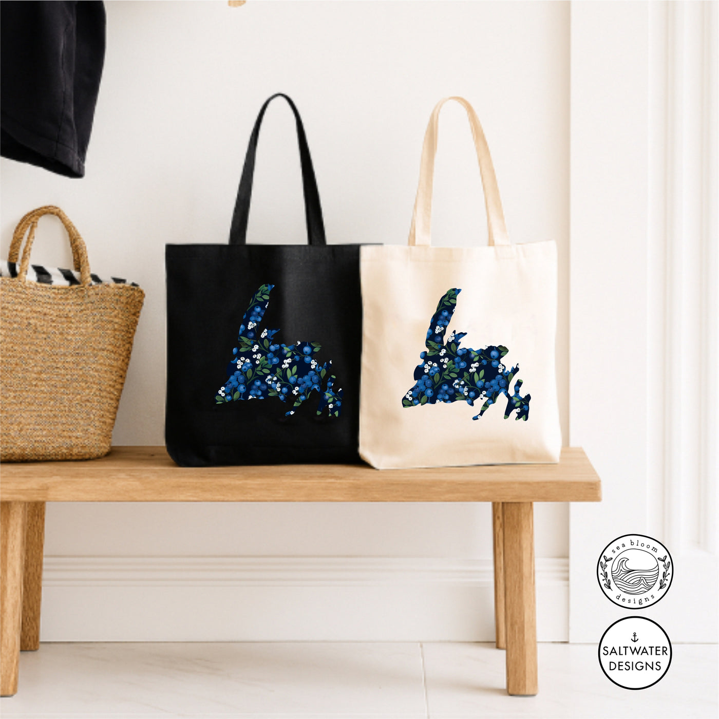 Sea Bloom Designs Blueberry Newfoundland Map Tote Bag