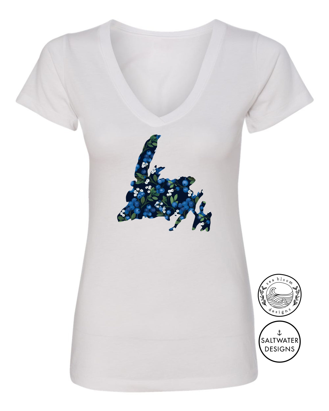 Sea Bloom Designs Blueberry Newfoundland Map T-Shirt