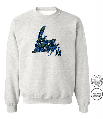 Sea Bloom Designs Blueberry Newfoundland Map Unisex Crewneck Sweatshirt