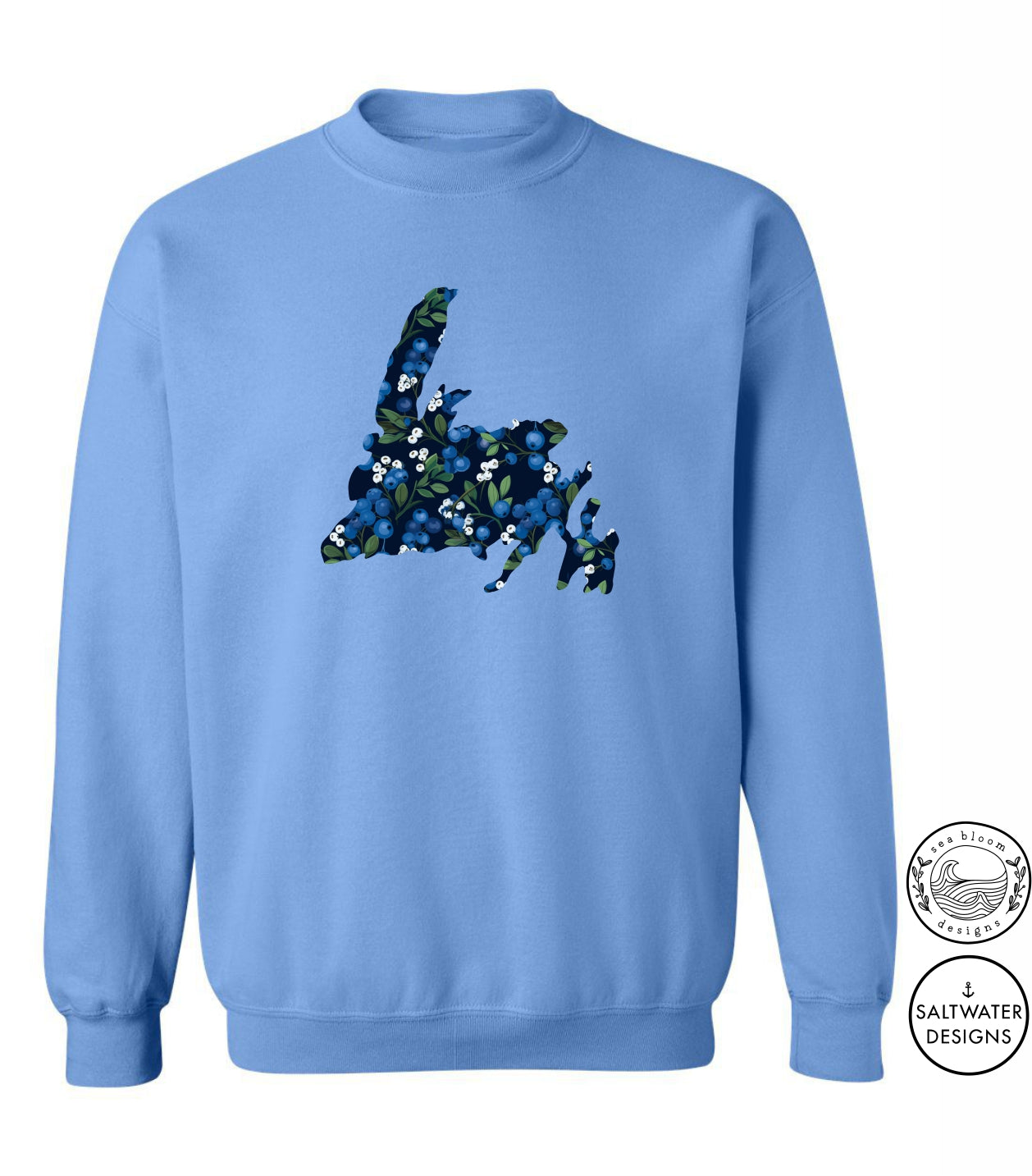 Sea Bloom Designs Blueberry Newfoundland Map Unisex Crewneck Sweatshirt
