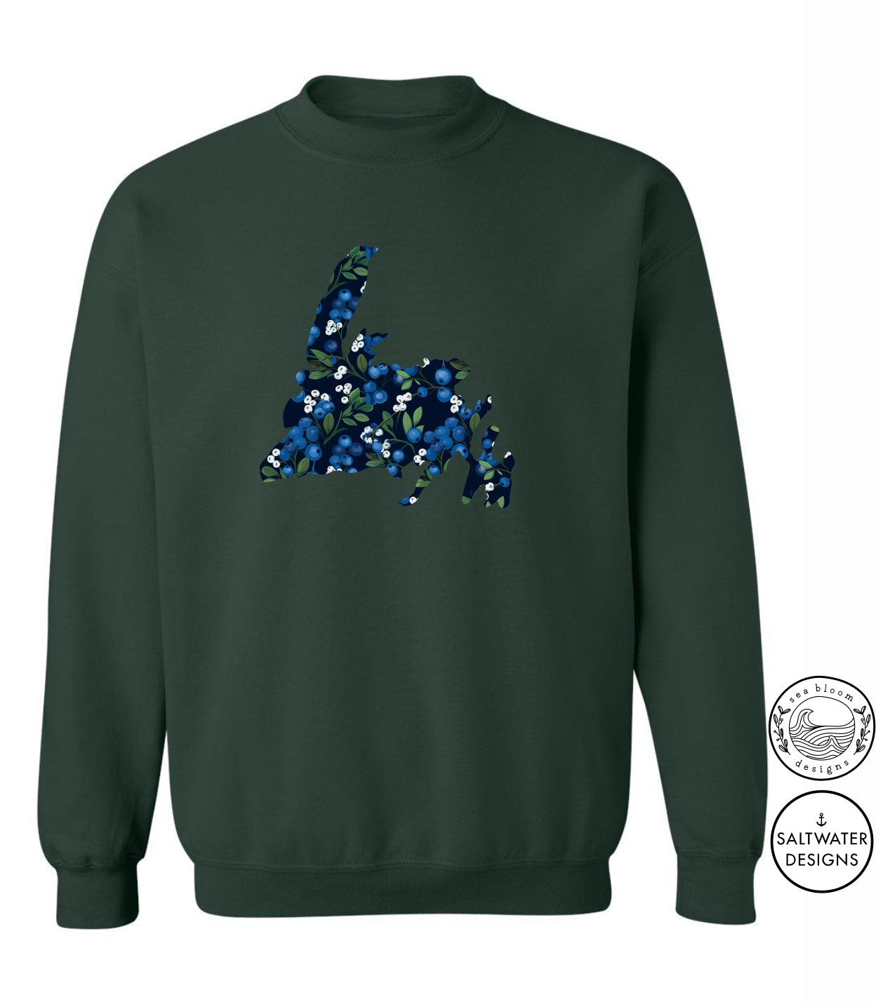 Sea Bloom Designs Blueberry Newfoundland Map Unisex Crewneck Sweatshirt