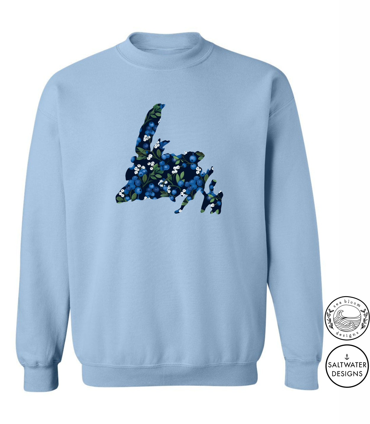 Sea Bloom Designs Blueberry Newfoundland Map Unisex Crewneck Sweatshirt