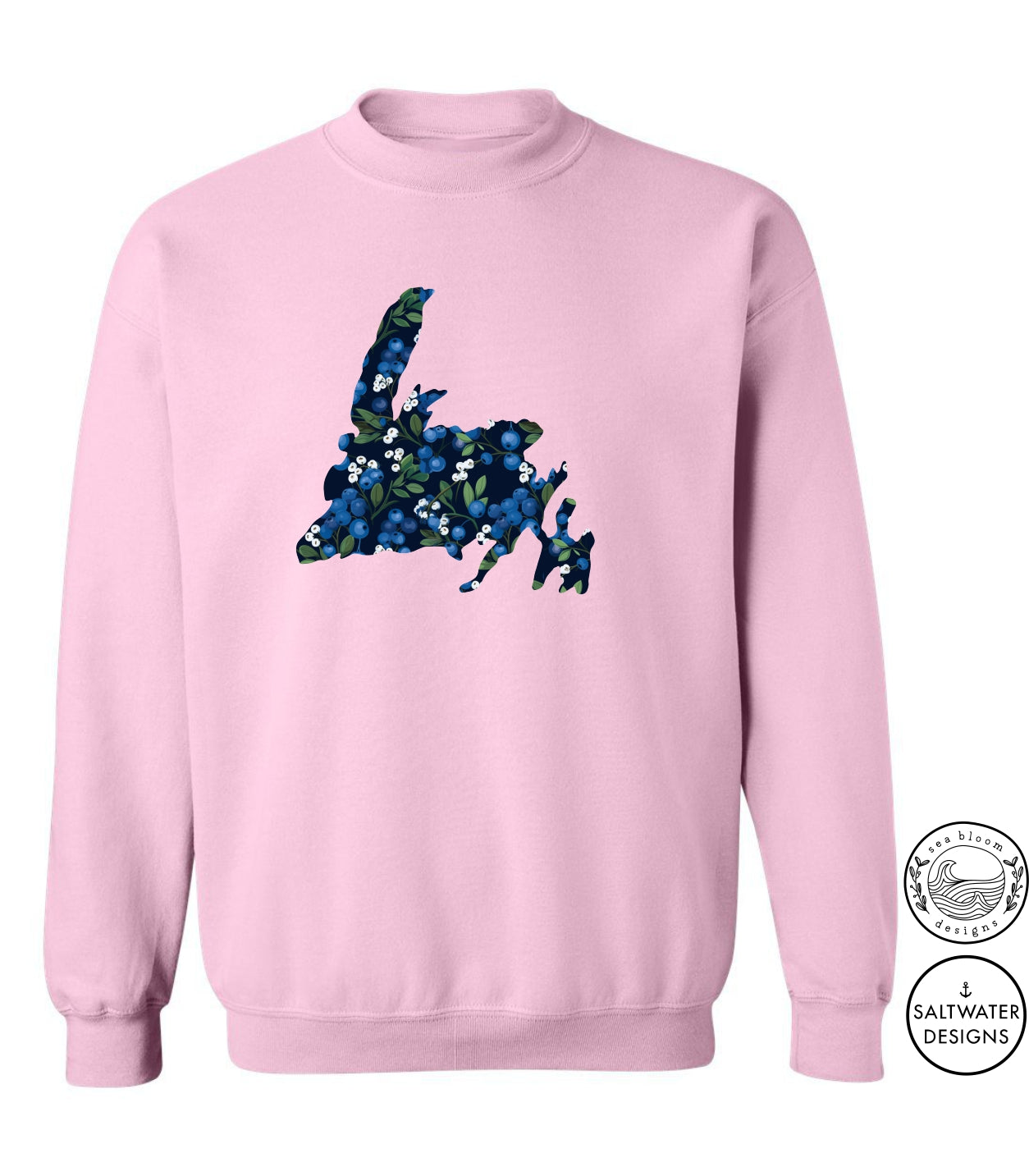 Sea Bloom Designs Blueberry Newfoundland Map Unisex Crewneck Sweatshirt