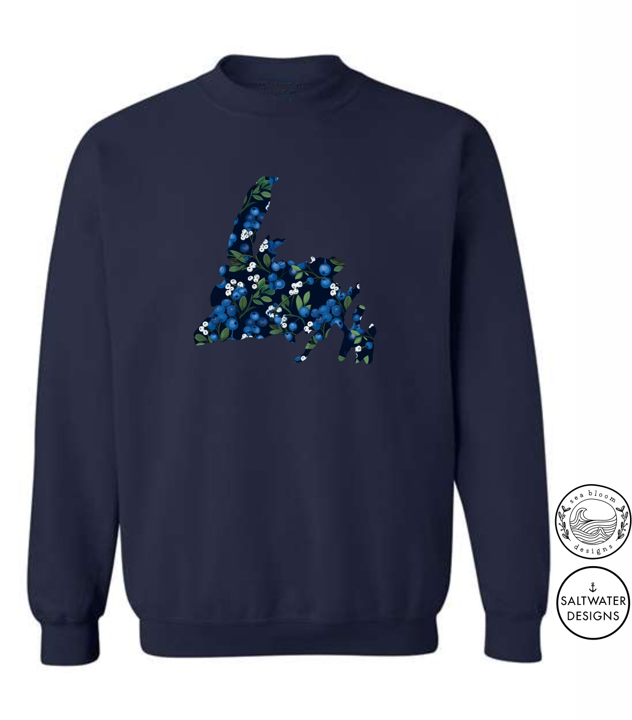 Sea Bloom Designs Blueberry Newfoundland Map Unisex Crewneck Sweatshirt